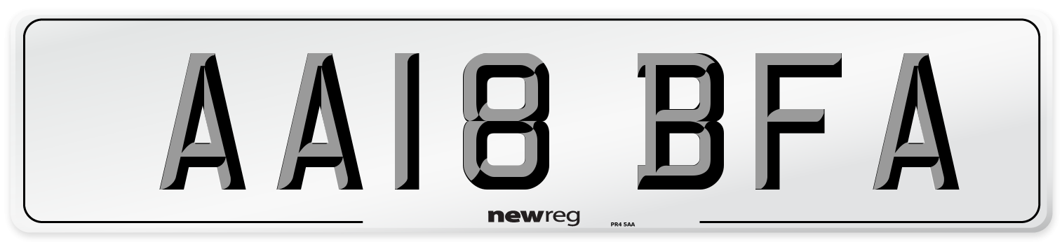 AA18 BFA Number Plate from New Reg